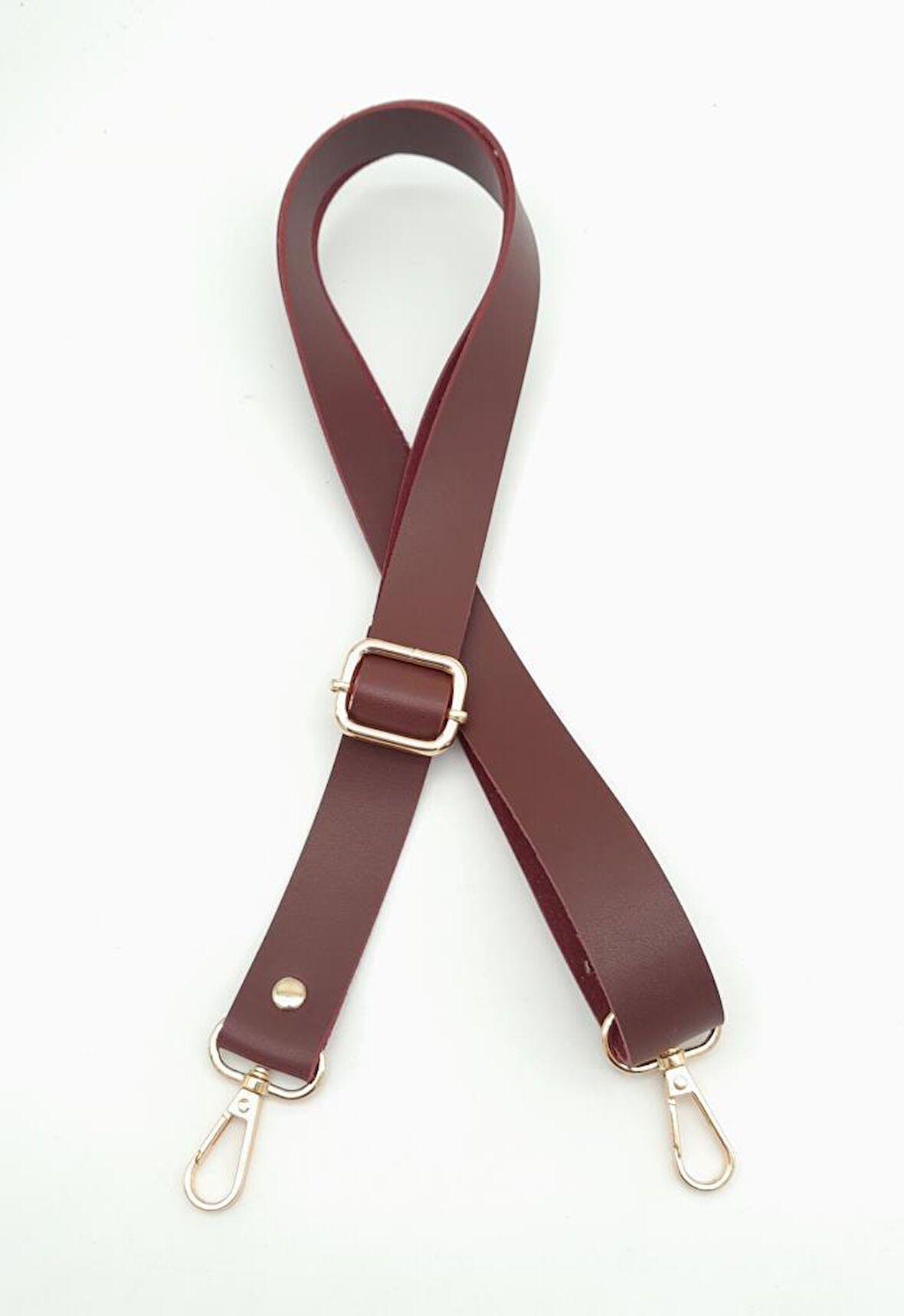 Çanta Aksesuar Suni Deri Ayarlı Çanta Sapı 120X2.4 Cm Bordo Light Gold Metal