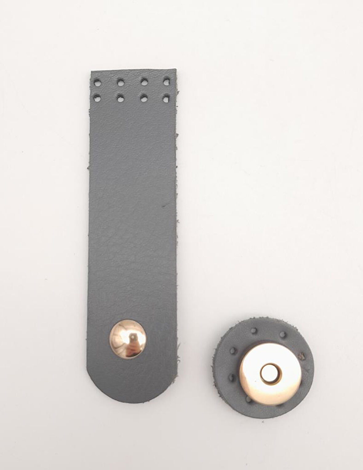 Çanta Aksesuar 11x3 cm Gri Gerçek Deri Düz Çanta Kapağı Light Gold Metalli
