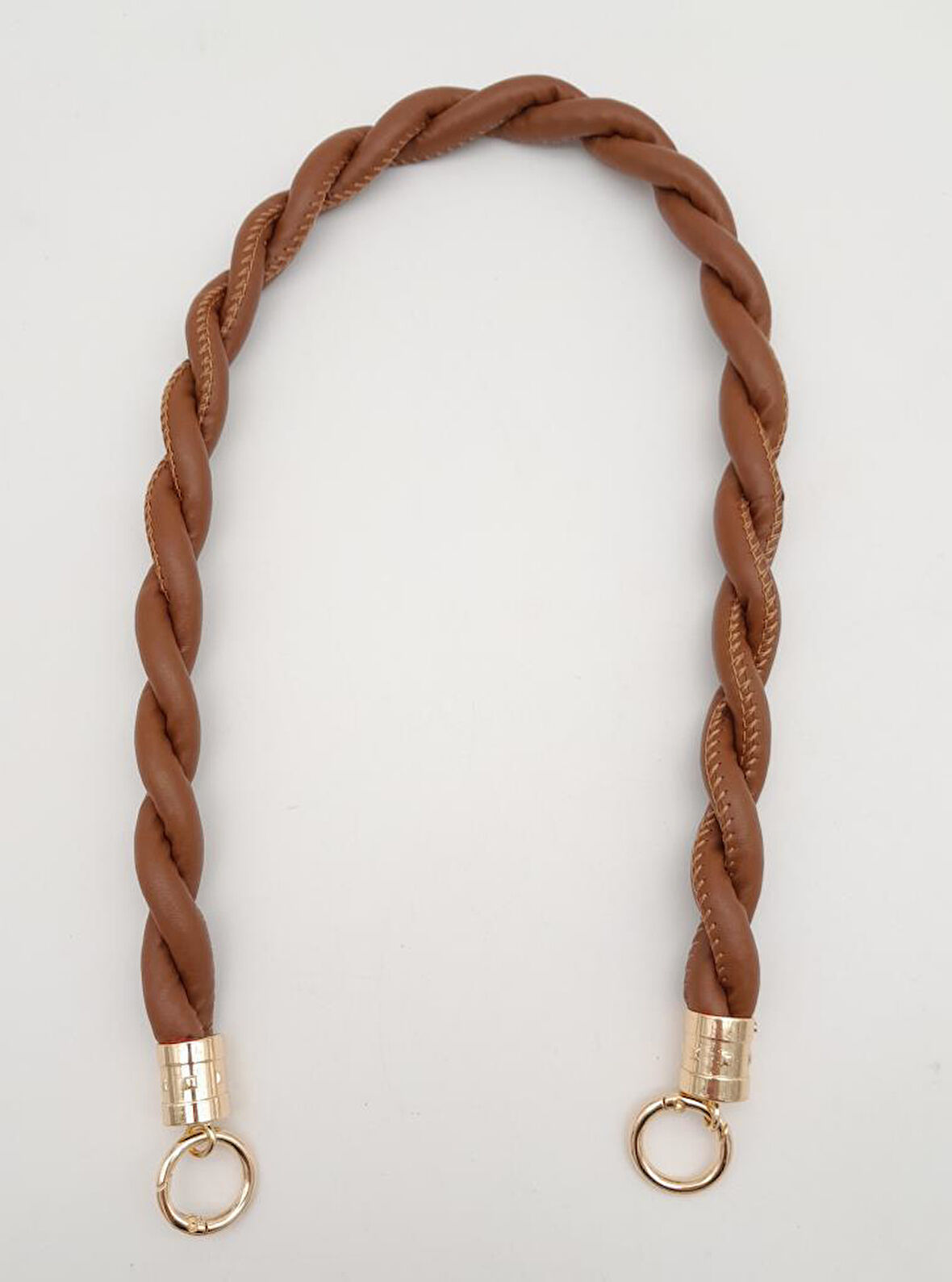 Çanta Aksesuar Taba 10 mm Suni Deri İpli Çanta Sapı Light Gold Metalli