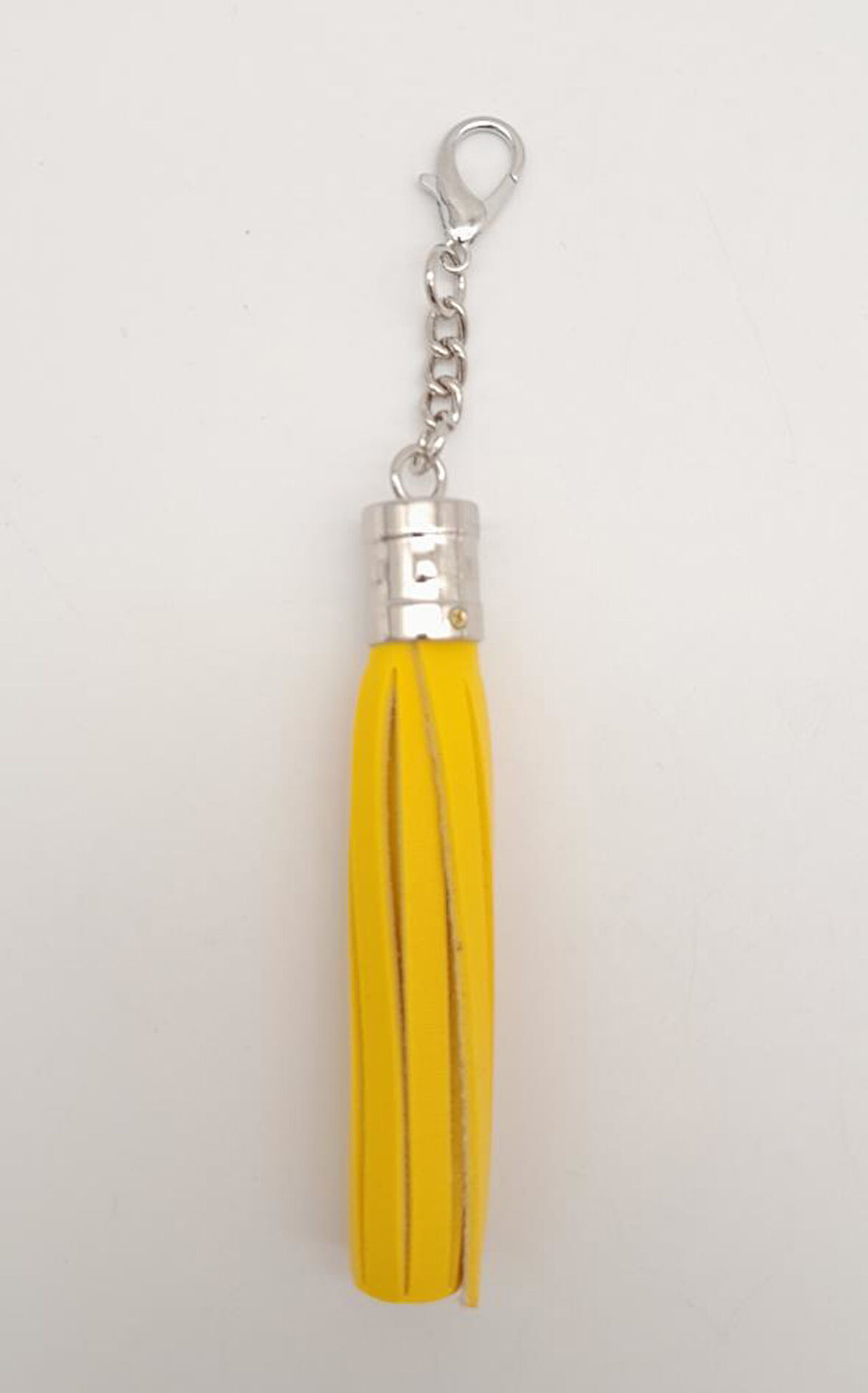 Çanta Aksesuar Sarı Suni Deri Kovanlı Püskül Gümüş Metalli