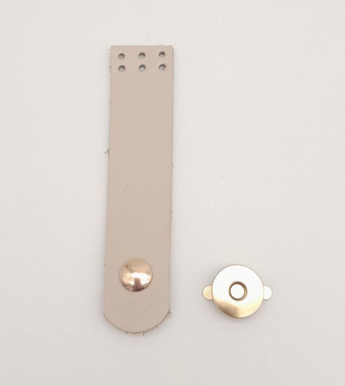 Çanta Aksesuar 11x2.3 cm Bej Gerçek Deri Düz Çanta Kapağı Light Gold Metalli