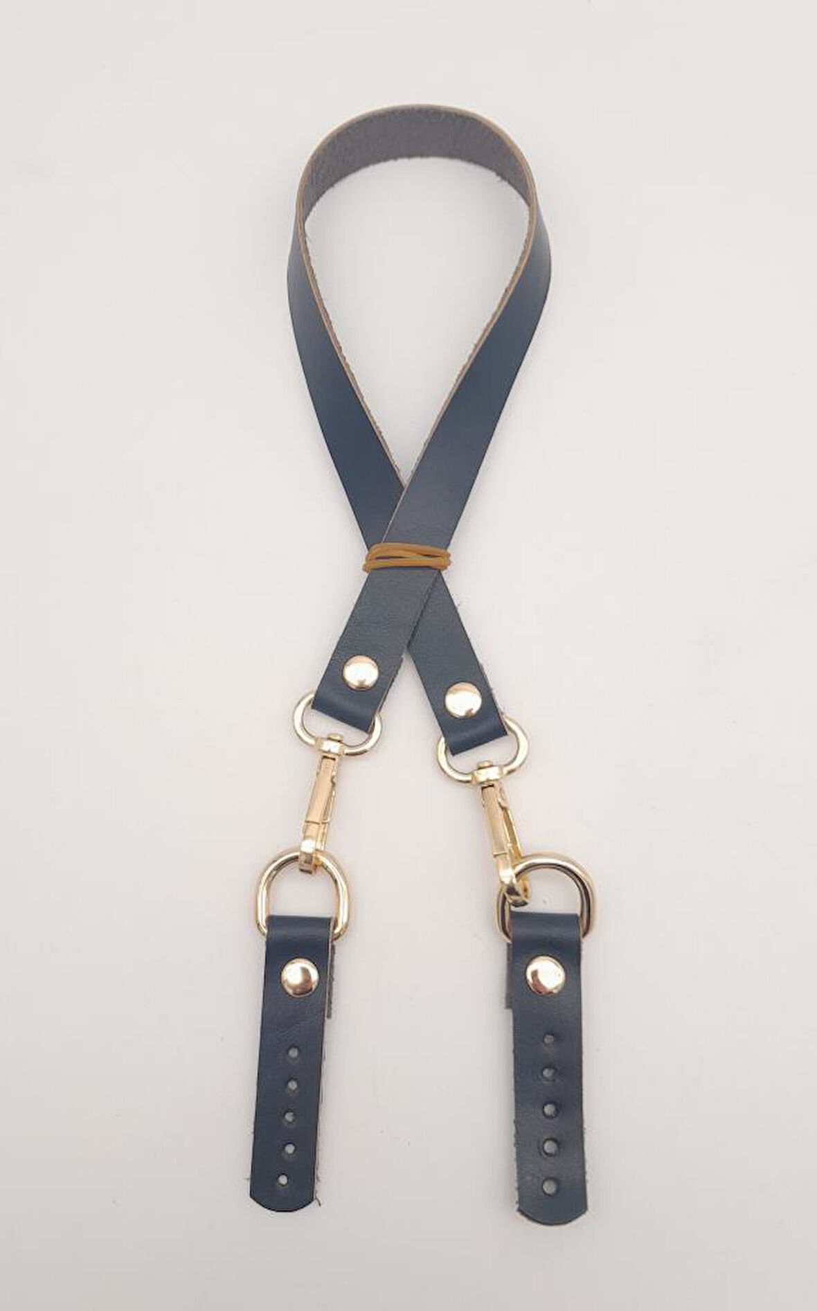 Çanta Aksesuar Lacivert Renk 60x1.5 cm Gerçek Deri Çanta Sapı Light Gold Metalli