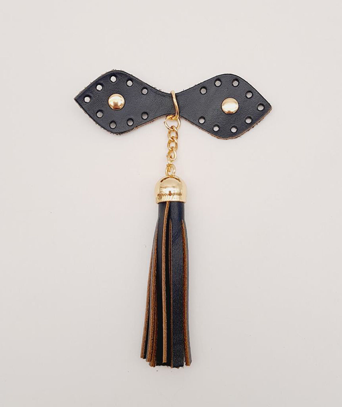 Çanta Aksesuar Gerçek Deri Lacivert Cluch Püskül Light Gold Metalli