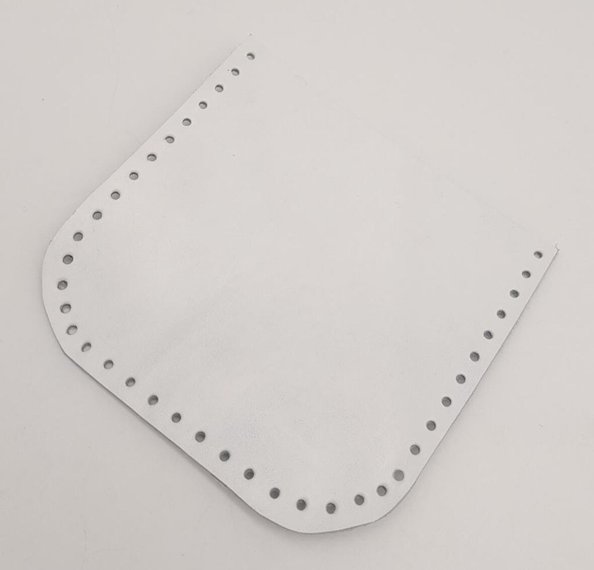 Çanta Aksesuar Beyaz Gerçek Deri 12x12 cm Oval Kenar Cep