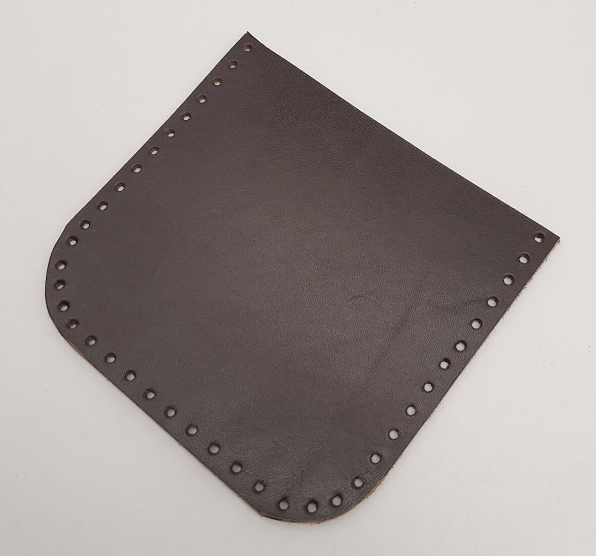 Çanta Aksesuar Kahverengi Gerçek Deri 12x12 cm Oval Kenar Cep