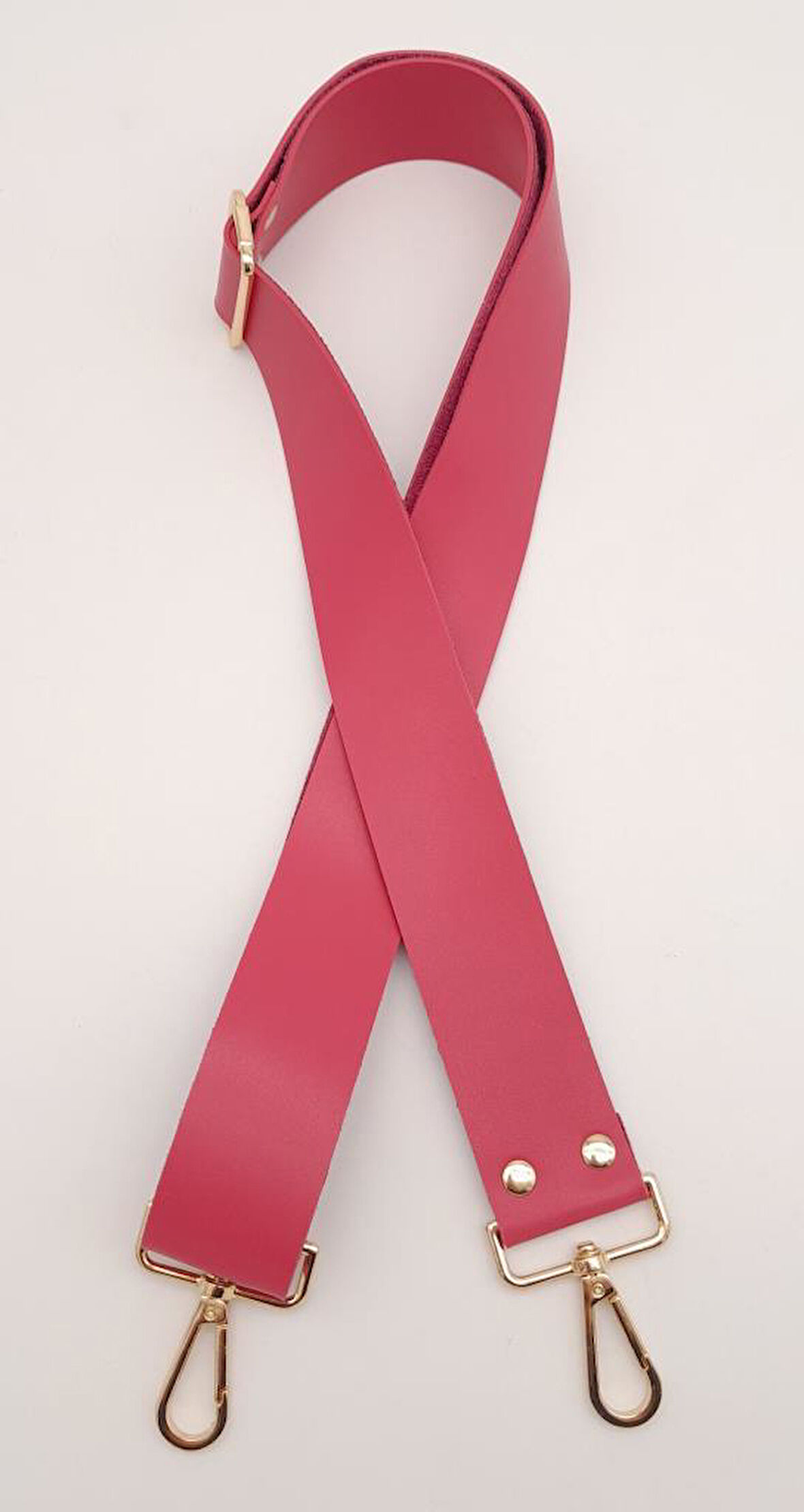 Çanta Aksesuar Suni Deri Fuşya 120X4 Cm Çanta Sapı Kalsap Light Gold Metalli