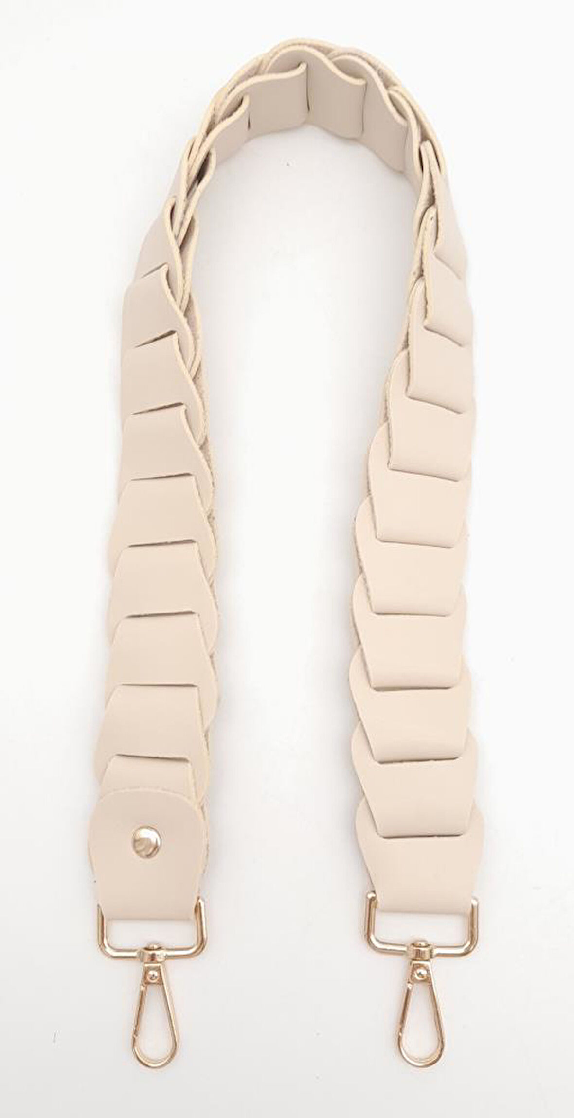 Nusrat Bilişim Çanta Aksesuar 62 cm Yassı Örgü Model Suni Deri Krem Çanta Sapı Light Gold Metalli