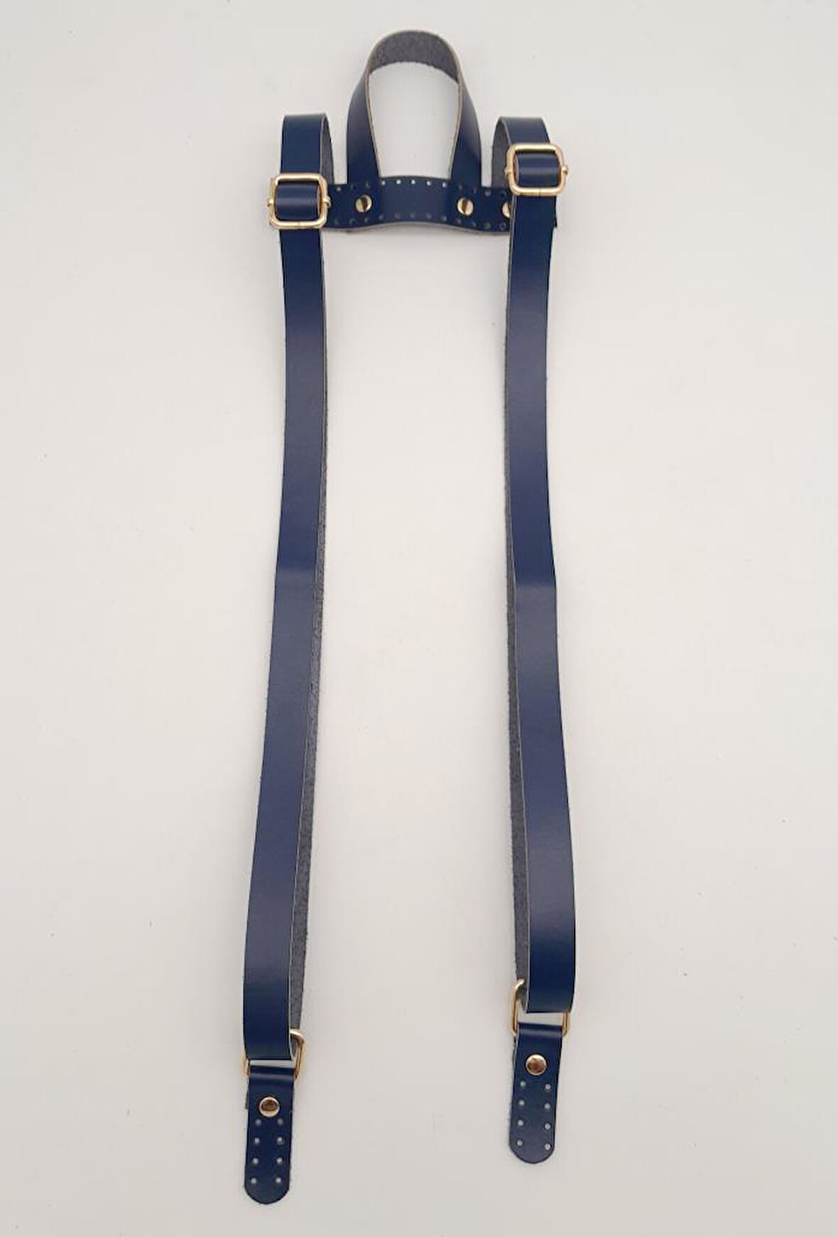 Çanta Aksesuar Gerçek Deri Lacivert Renk Sırt Çanta Sapı Light Gold Metalli