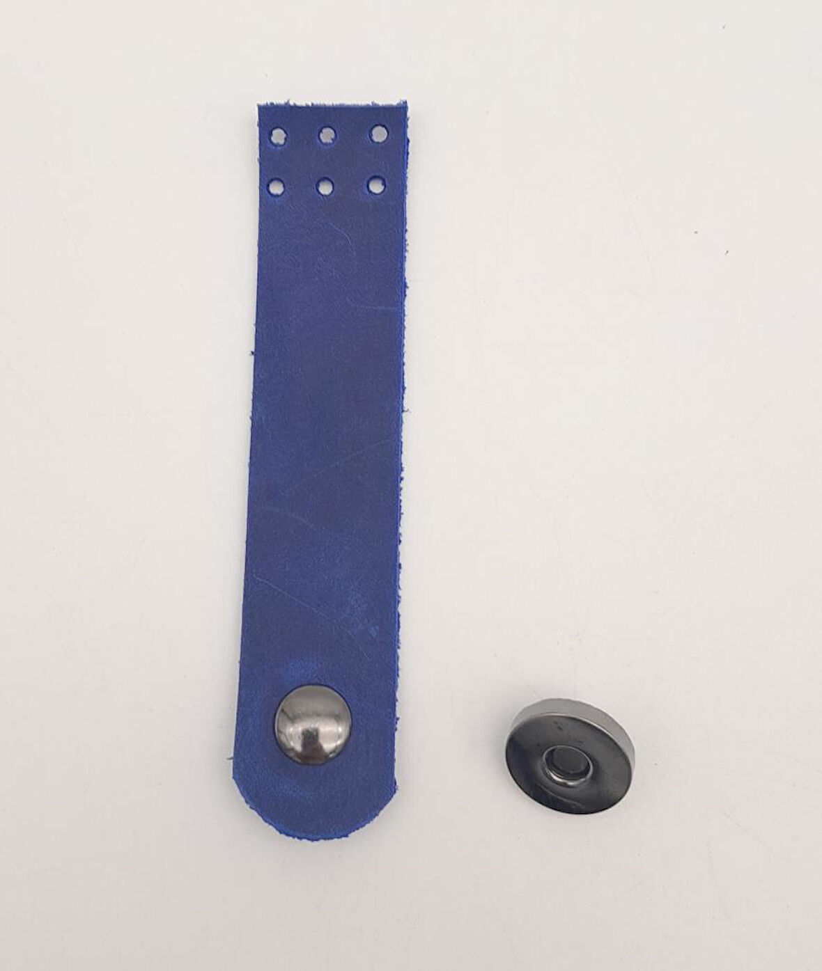 Çanta Aksesuar 11x2.3 cm Crazy Oil Saks Mavi Gerçek Deri Düz Çanta Kapağı Füme Metalli