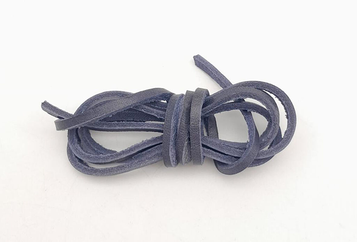 Çanta Aksesuar Lacivert Renk Gerçek Deri 3 mm Şerit Deri İp