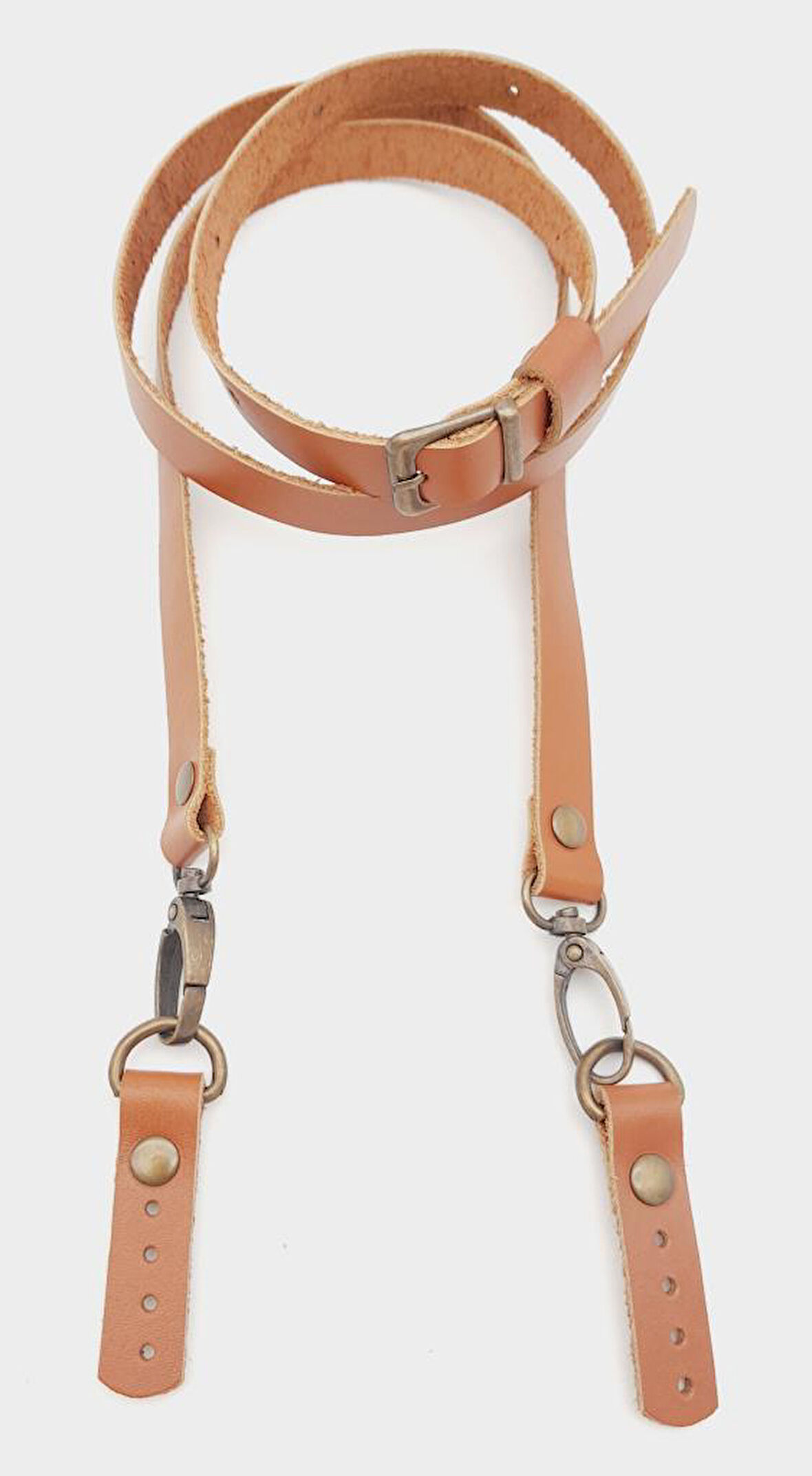 Çanta Aksesuar 130x1.5 cm Taba Gerçek Deri Antik Tokalı Çanta Sapı