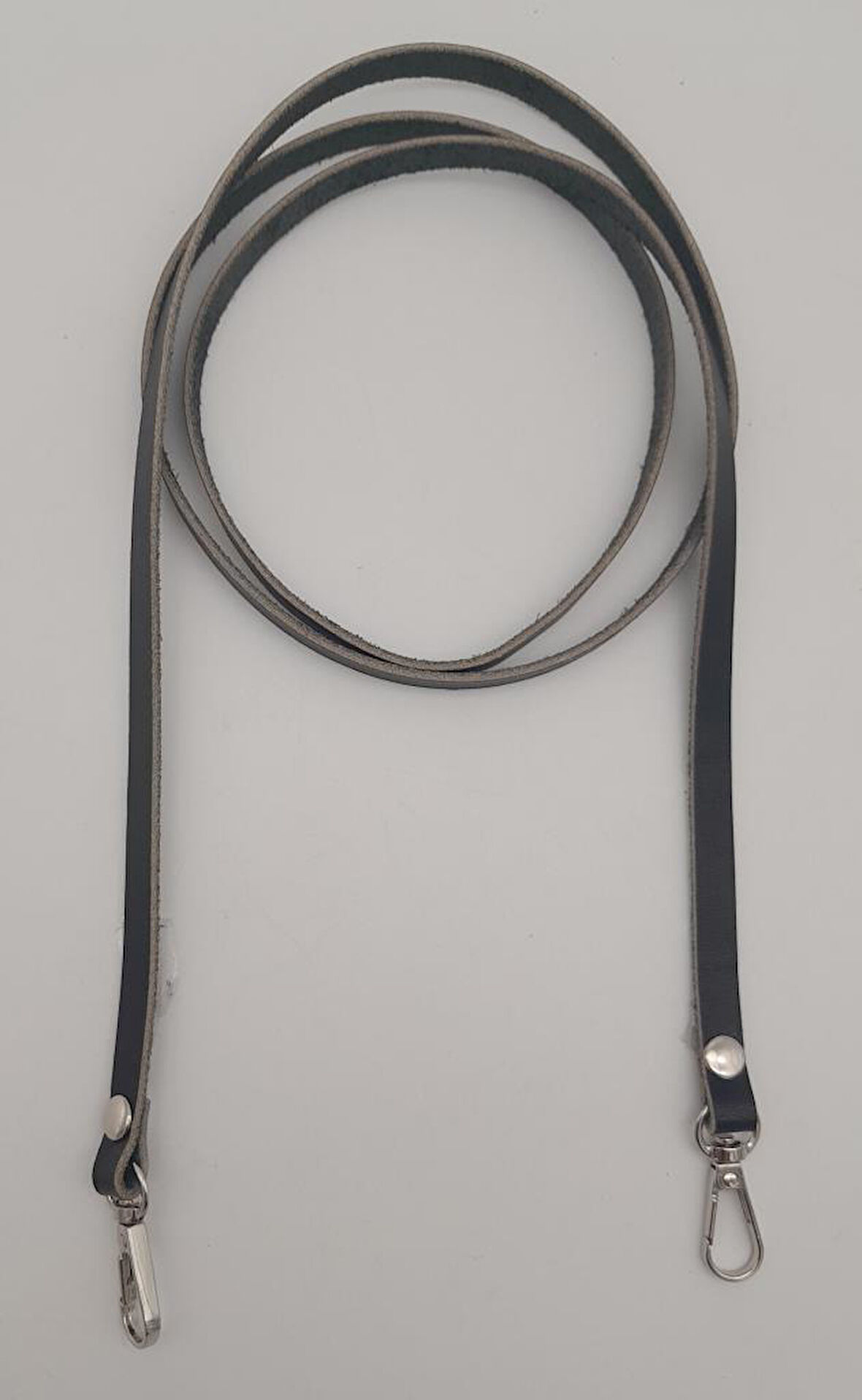 Çanta Aksesuar Gerçek Deri Spagetti Model Siyah Gümüş Metal Çanta Sapı