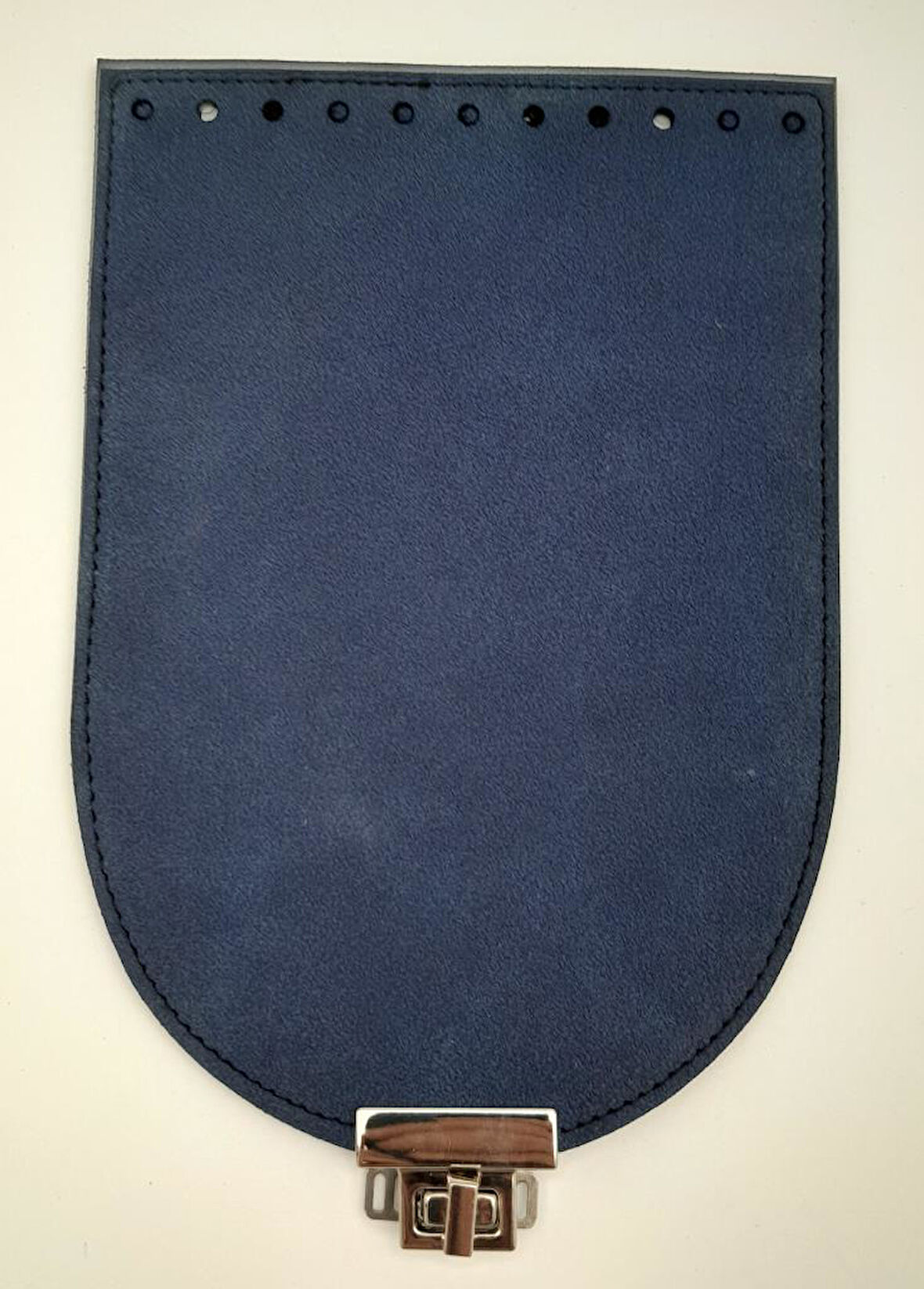 Çanta Aksesuar 15x22 cm Süet Nubuk Deri Lacivert Renk Kapak Gümüş Metalli