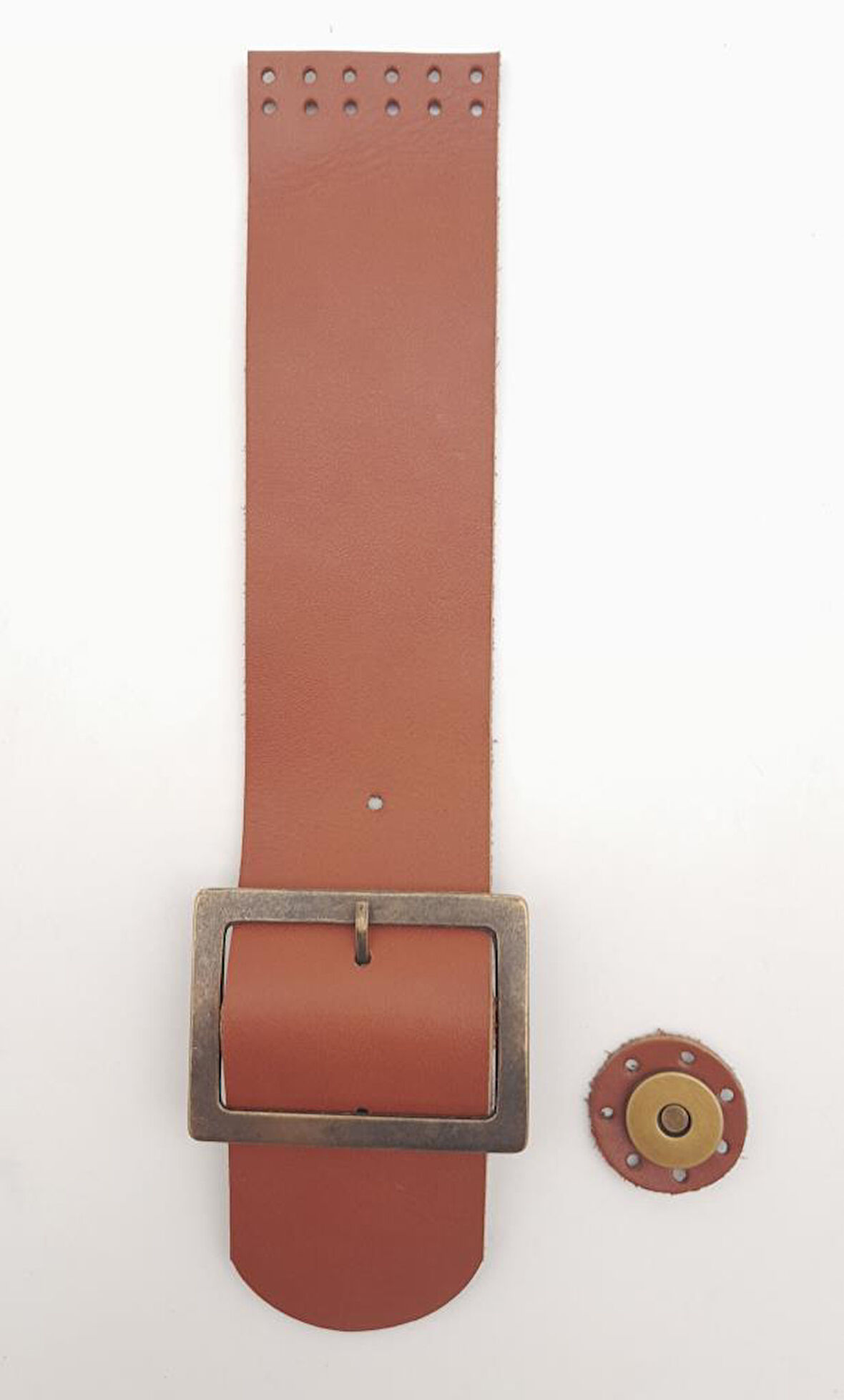 Çanta Aksesuar 25x5 cm Taba Renk Gerçek Deri Düz Çanta Kapağı Antik Metalli