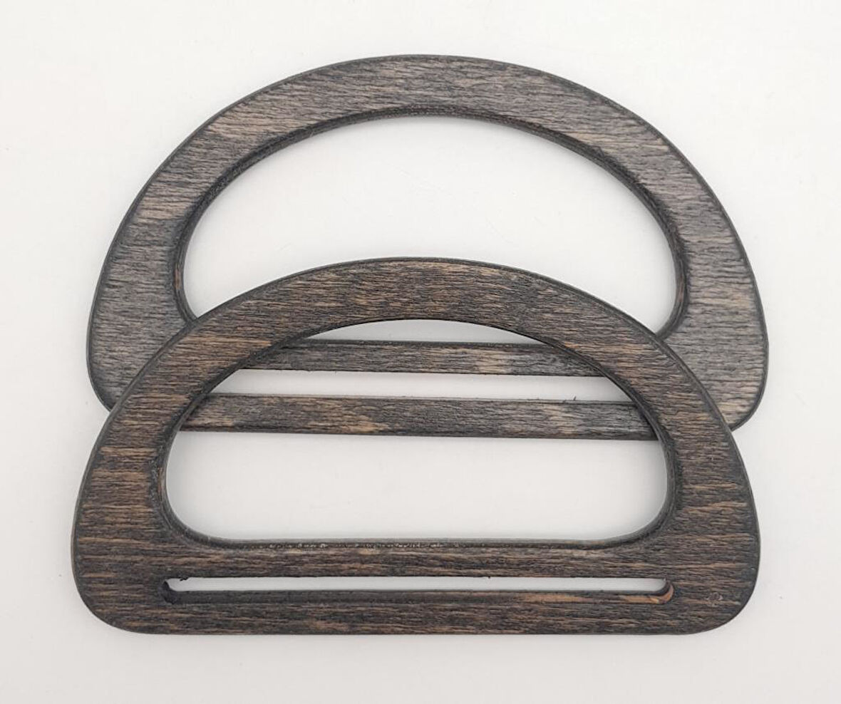 Nusrat Bilişim Çanta Aksesuar Köprülü D Model 8.5x15 cm Haki Renk Ahşap Çanta Sapı
