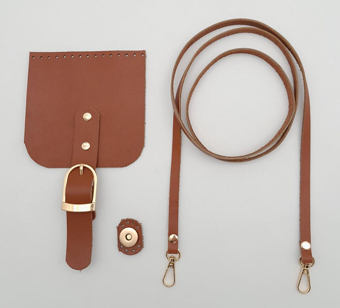 Çanta Aksesuar Gerçek Deri Spagetti Saplı Taba Renk Cep Telefonu Çanta Seti Light Gold Metalli