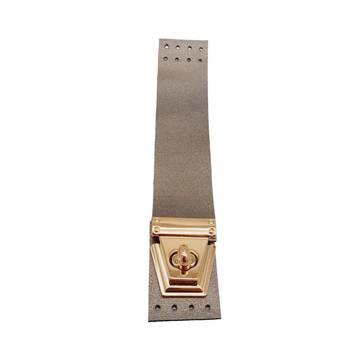Çanta Aksesuar 18x3.5 cm Suni Deri Parlak Gri Renk Kapak Light Gold Metalli
