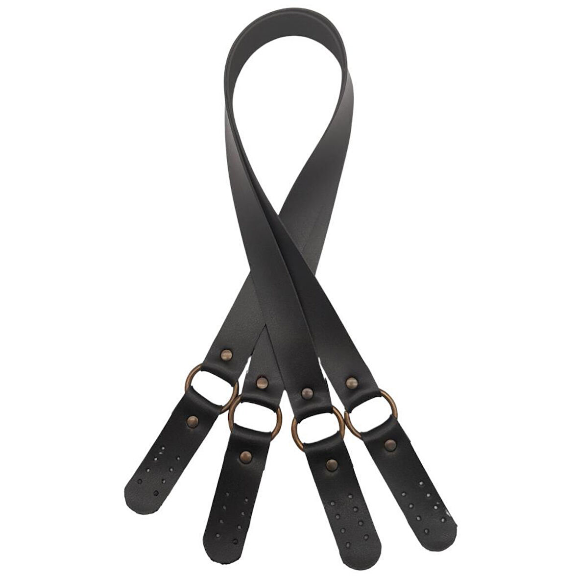 Çanta Aksesuar Haledört Model Suni Deri Çift Sap Siyah Renk Antik Metalli