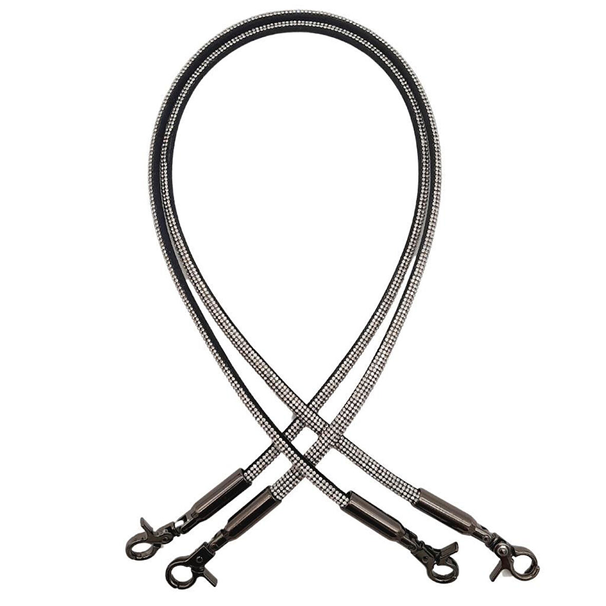 Çanta Aksesuar Taşlı Kancalı Kovanlı Çift Çanta Sapı Füme Renk