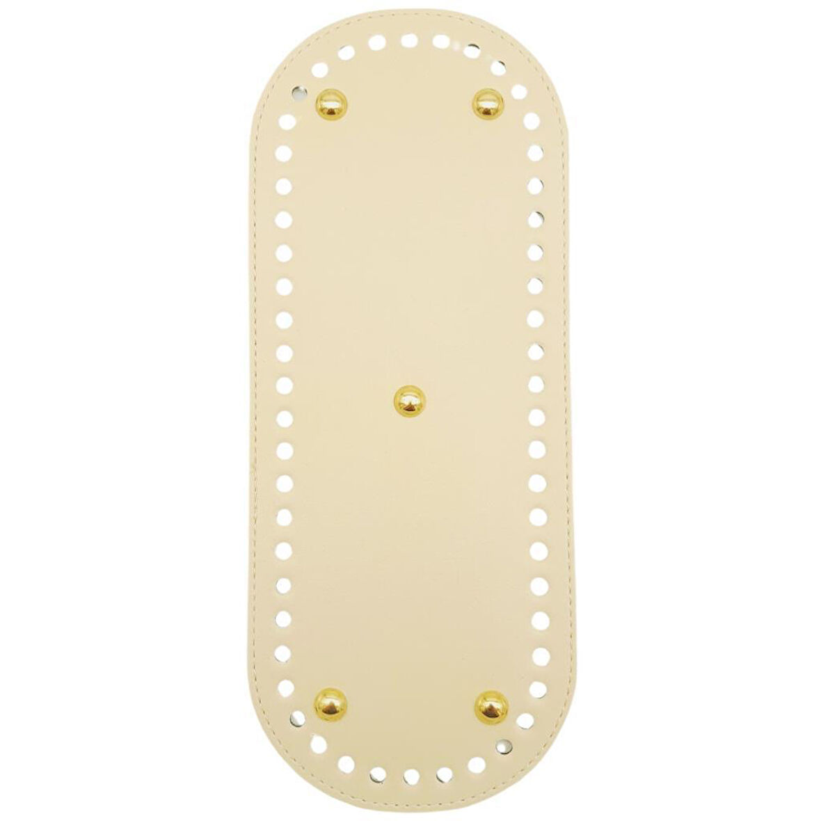 Çanta Aksesuar Suni Deri 30x12 cm Oval Çanta Tabanı Krem Renk Light Gold Aparatlı