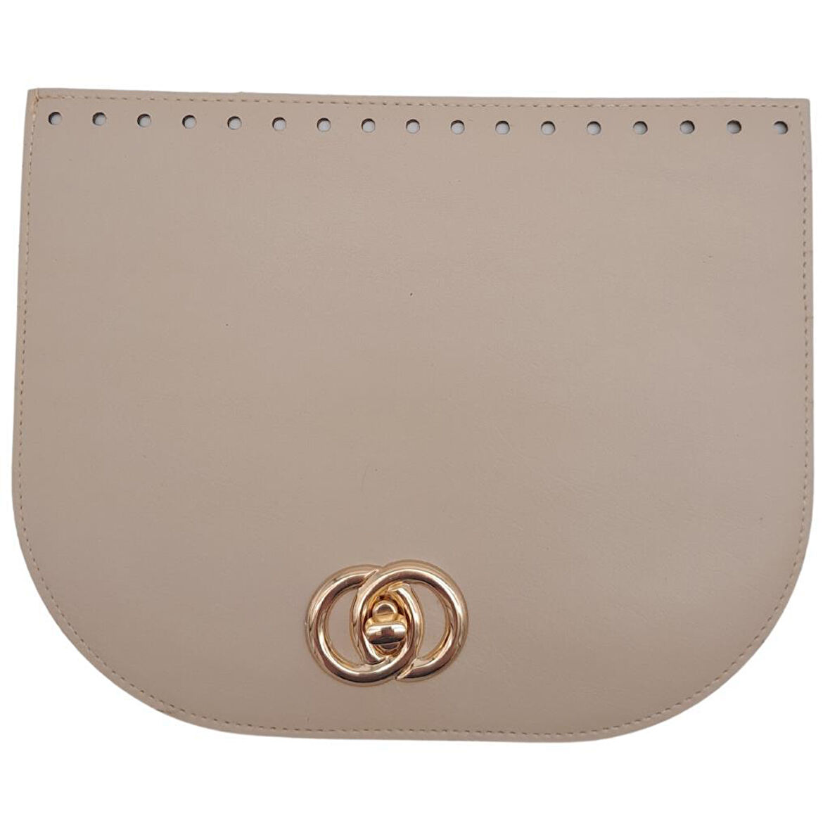 Çanta Aksesuar 24x19 cm Suni Deri Bej Renk Kapak Light Gold Metalli