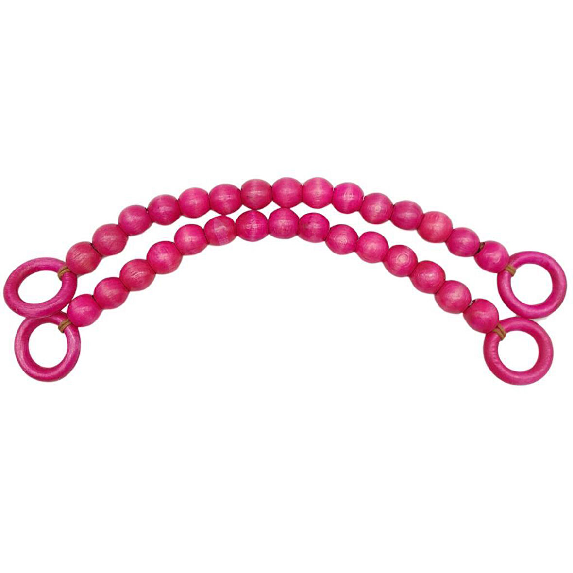 Nusrat Bilişim Çanta Aksesuar 20 mm Ahşap Boncuklu 37 cm Fuşya Renk Çanta Sapı