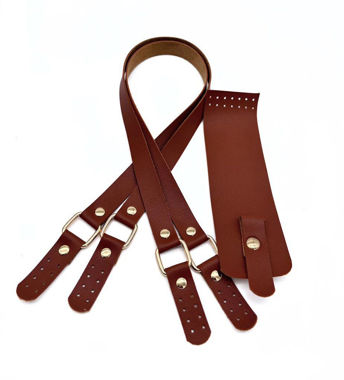 Çanta Aksesuar Suni Deri  Kapaklı  Çanta Seti Taba Light Gold  Metalli