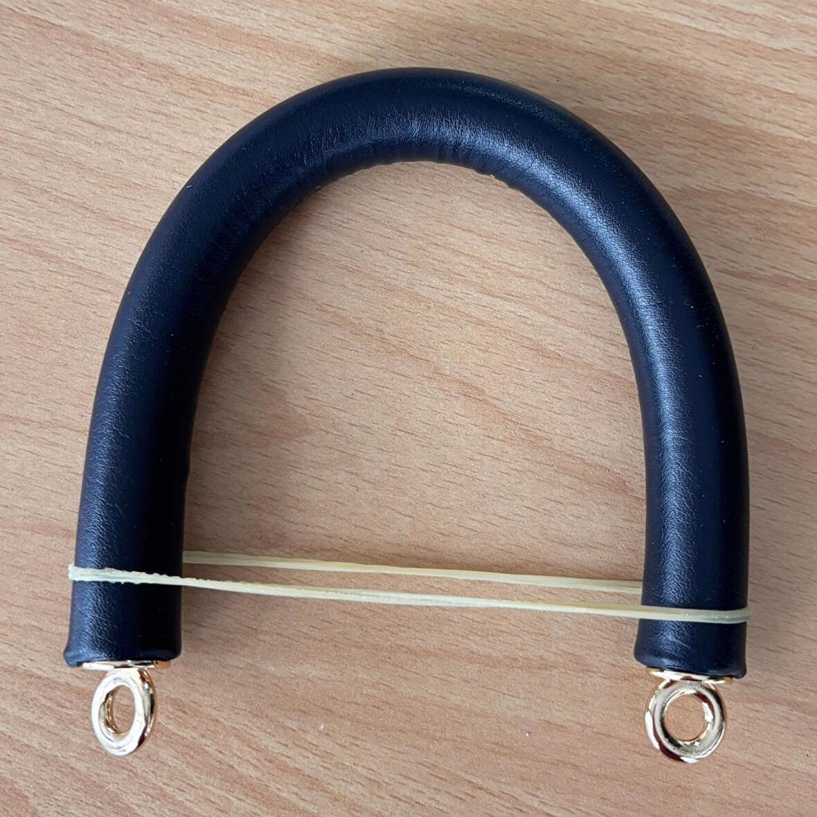 Nusrat Bilişim Çanta Aksesuar 27 cm Rulo Model Suni Deri Lacivert Çanta Sapı Light Gold Metalli
