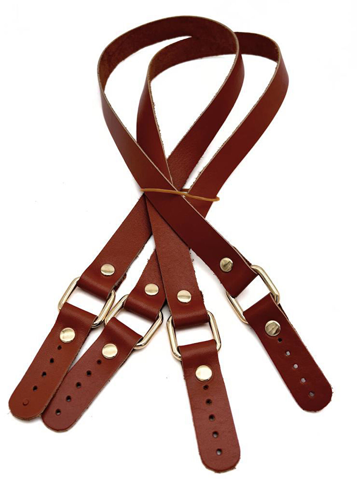 Çanta Aksesuar Karedört Model Gerçek Deri Taba Renk Çanta Sapı Light Gold  Metal