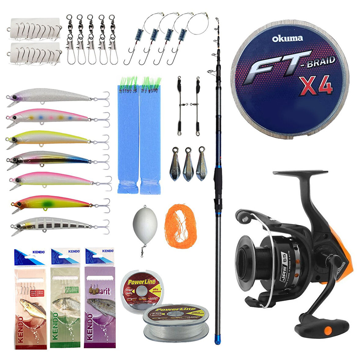 Yek Outdoor Profesyonel Hazır Olta Seti Dam Imax 3.90m 100-250gr Surf Kamışı&Okuma JAW-65 Olta Makinesi