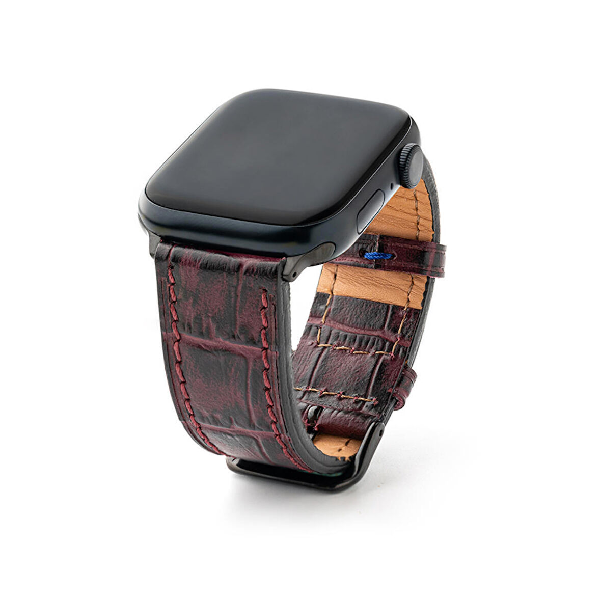  Crocco Mor Gerçek Deri Apple Watch Kordon Seri 1-8, SE, Ultra ve Ultra 2 ile uyumlu