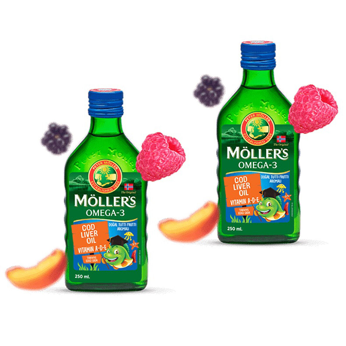 Möller's Omega 3 250 ml Balık Yağı Tutti Frutti Aromalı 2 Adet