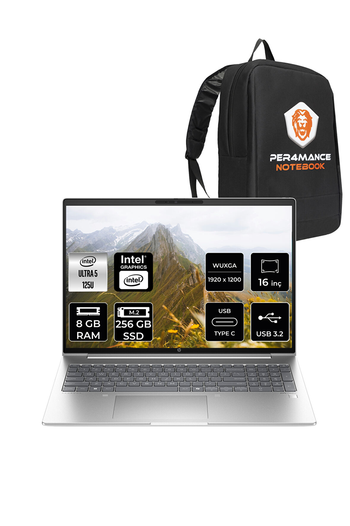 HP ProBook 460 G11 İntel Core Ultra 5 125U 8GB 256GB SSD 16'' WUXGA FDOS 9Y7S7ET & PER4 ÇANTA