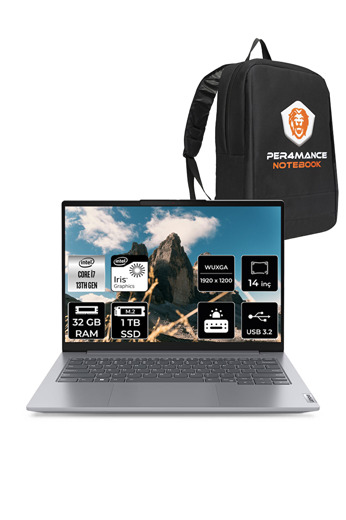 Lenovo ThinkBook 14 G6 i7 13700H 32GB DDR5 1TB SSD 14'' FHD+ FDOS Dizüstü Bilgisayar & PER4 ÇANTA