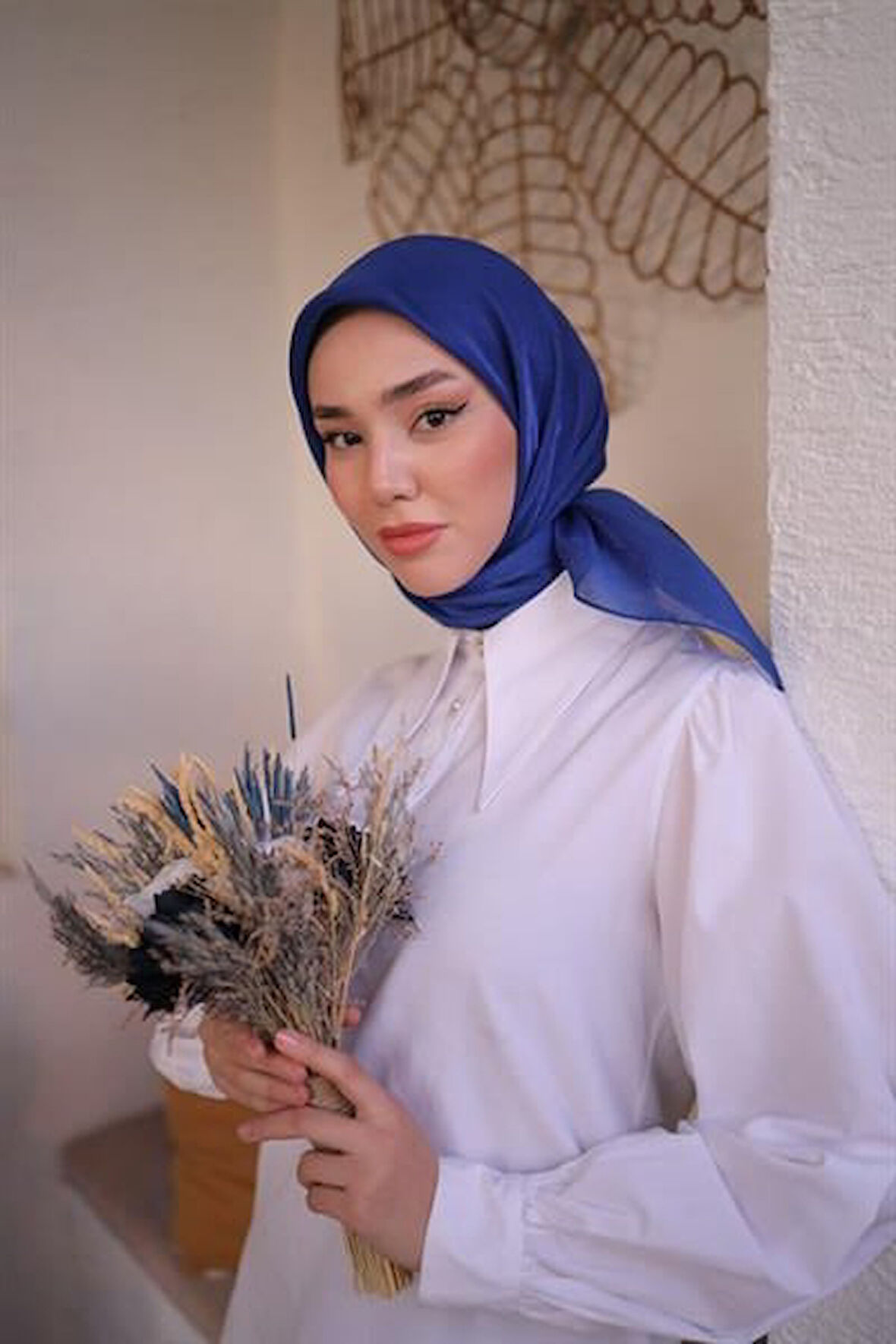 Abiye Eşarp Saks Mavi