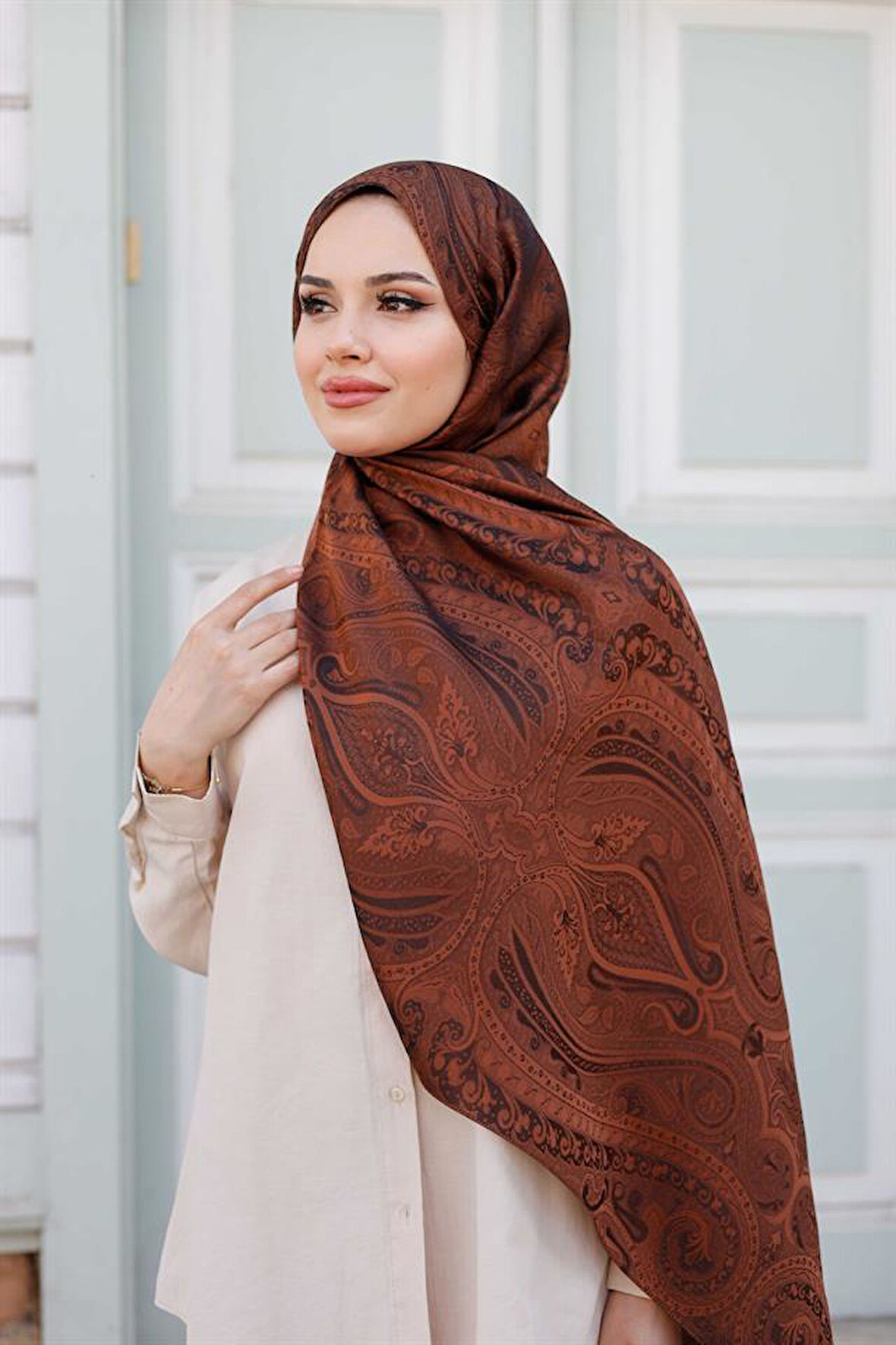 Etro Desen Premium Şal Fındık Kabuğu