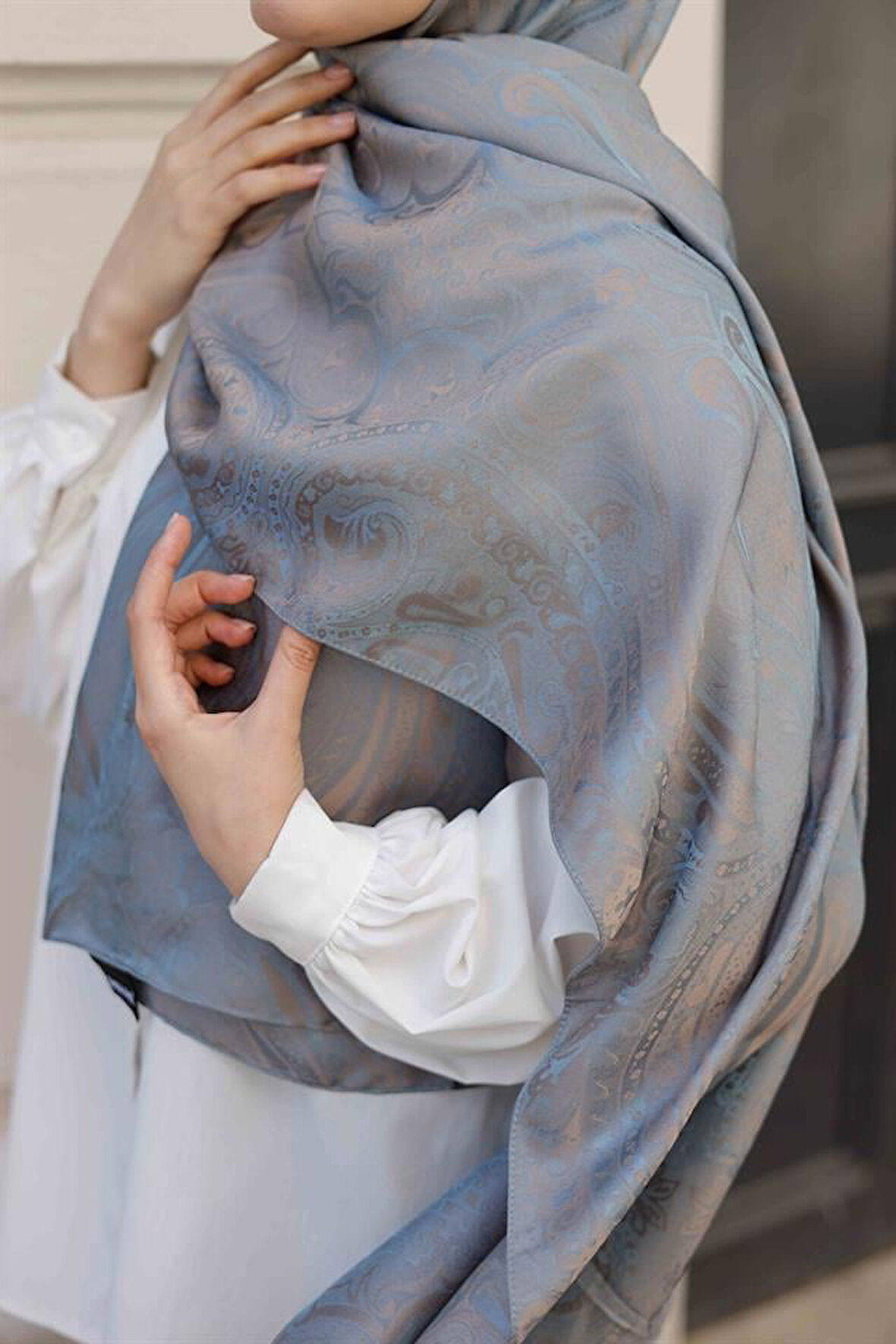 Etro Desen Premium Şal Buz Mavi