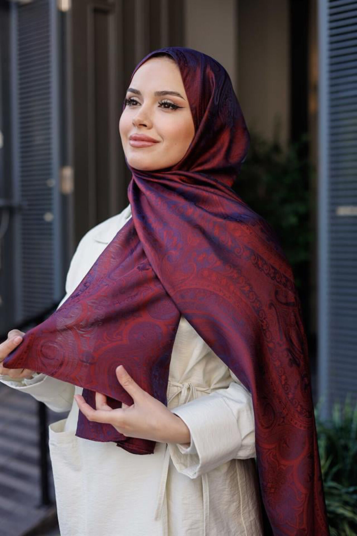 Etro Desen Premium Şal Bordo Lacivert