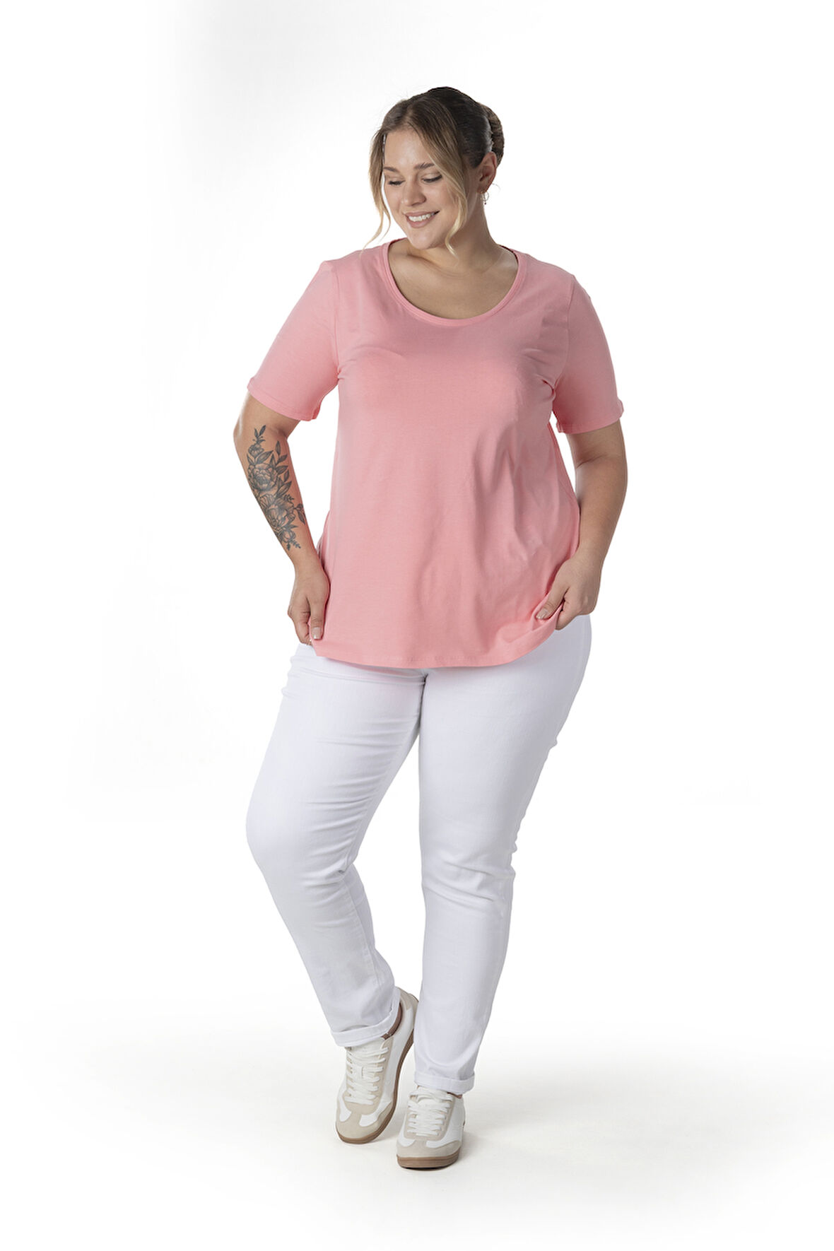 Büyük Beden Kısa Kol Basic T-shirt 10971529