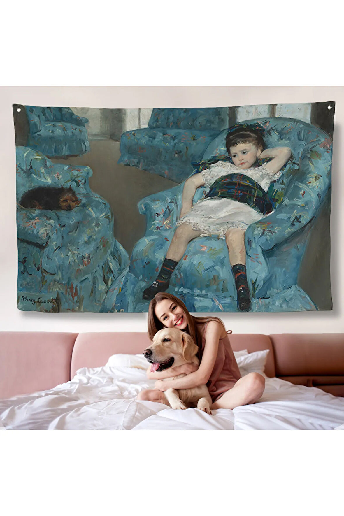 Mary Cassatt - Mavi Koltuktaki Küçük Kız - Little Girl in a Blue Armchair-7098