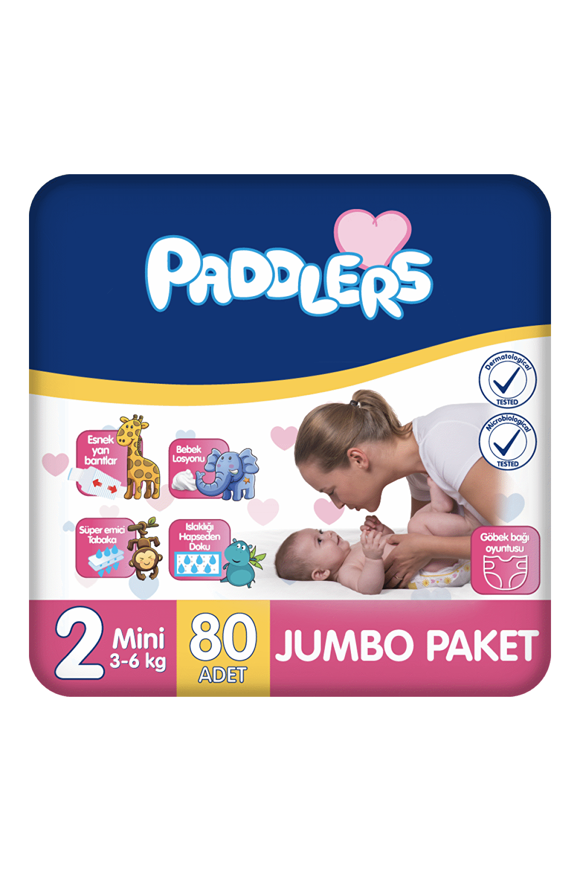 Paddlers Bebek Bezi 2 Numara Mini 80 Adet (3-6 Kg) Jumbo Paket