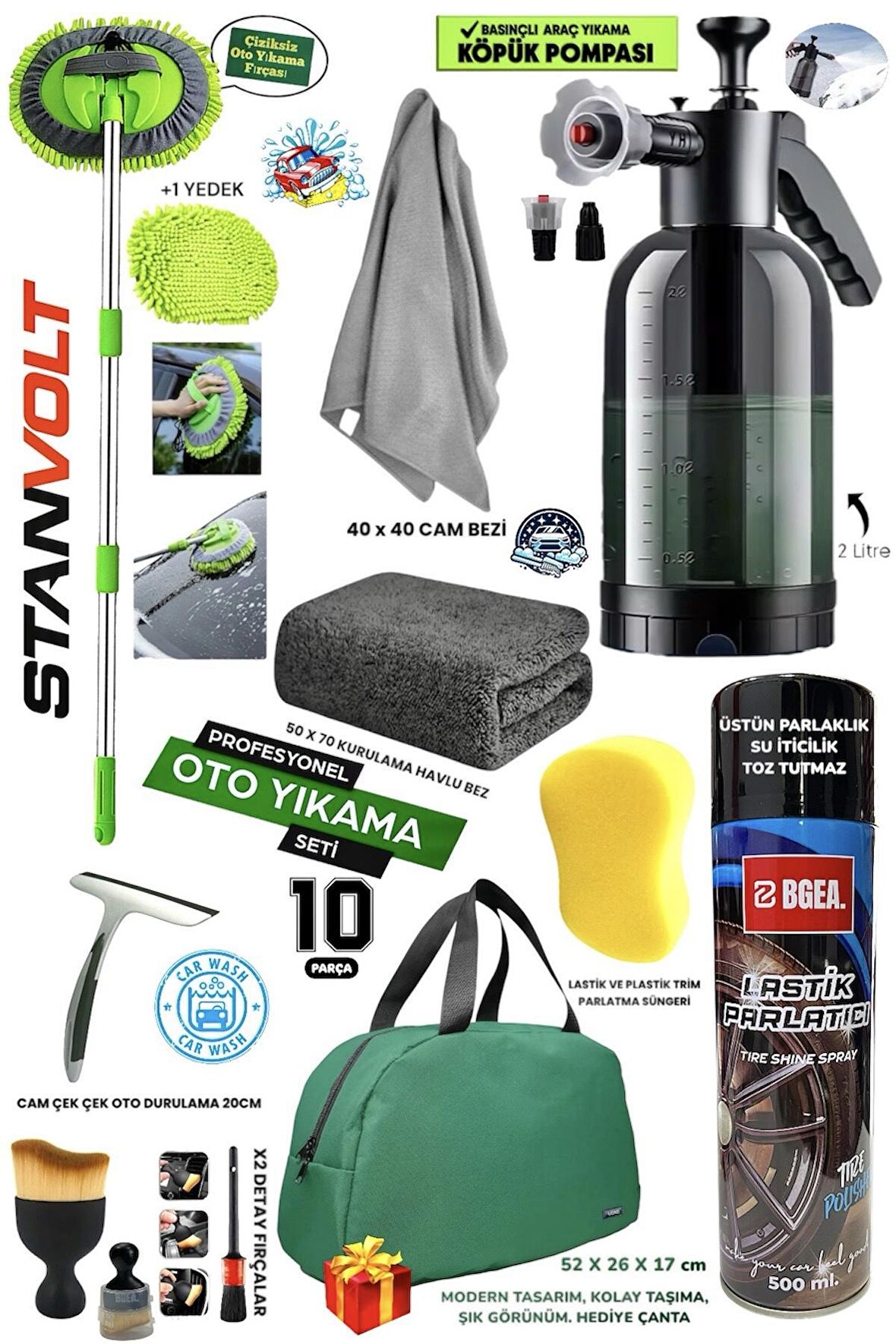 10’lu Efsane Set Araba Yıkama Bakım Seti Full Fırsat Oto Bakım Temizlik Seti. YENİ