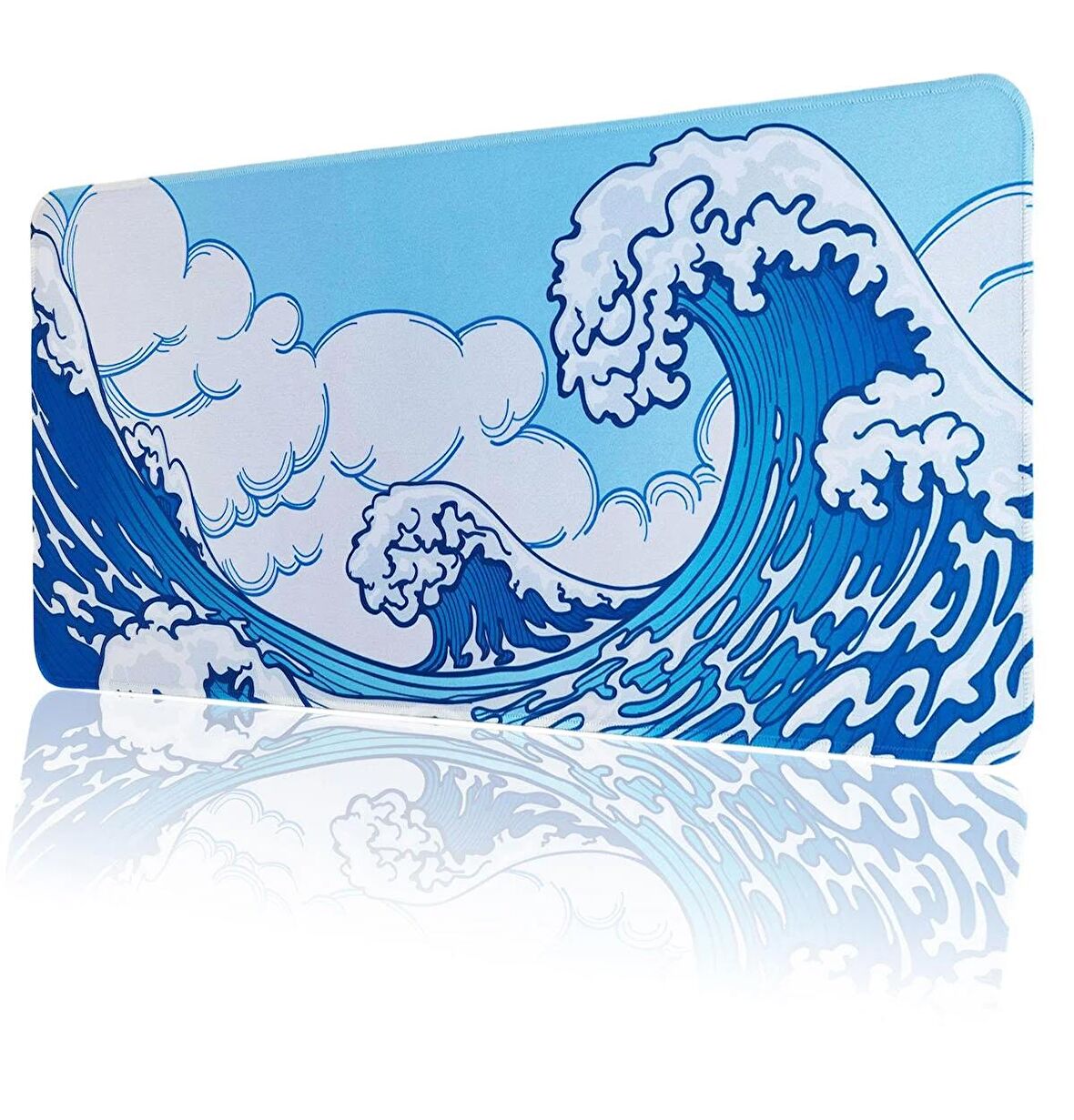70x30cm Mouse Pad Kaymaz Kauçuk Taban Dikişli Gaming Oyuncu Mousepad Japon Dalgası