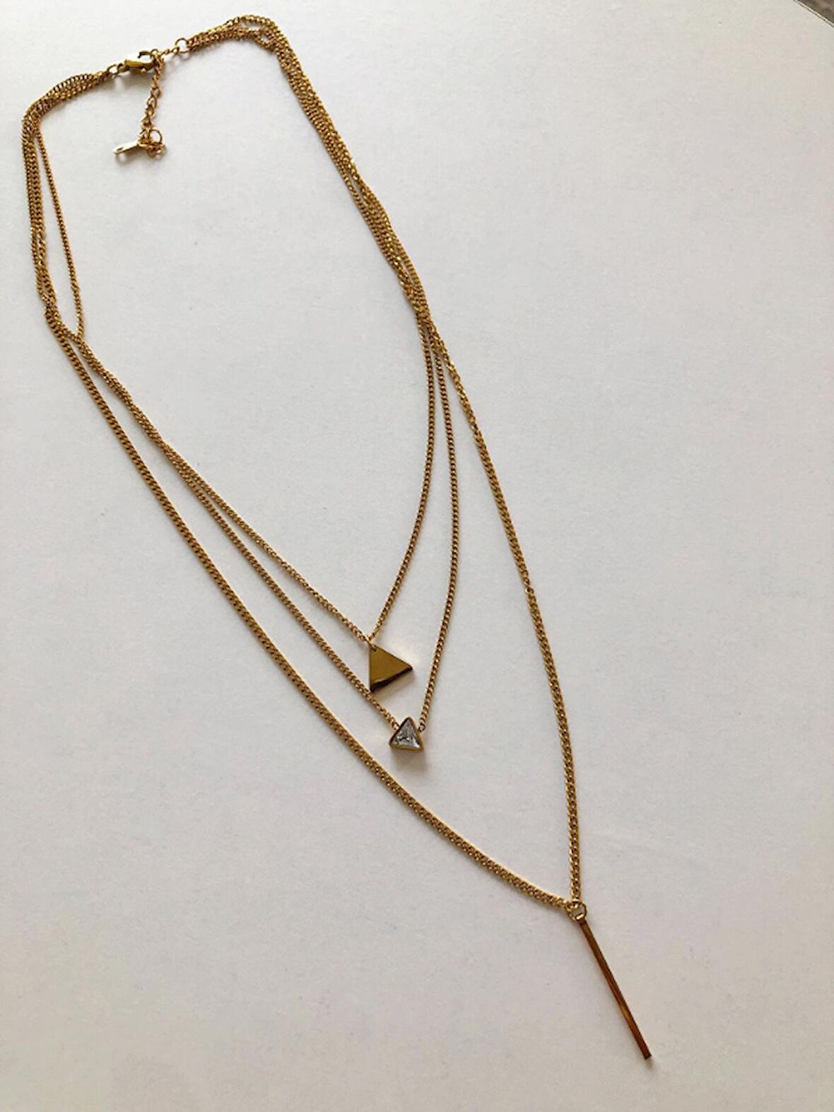 Üçlü Çelik Gold Kombin Kolye