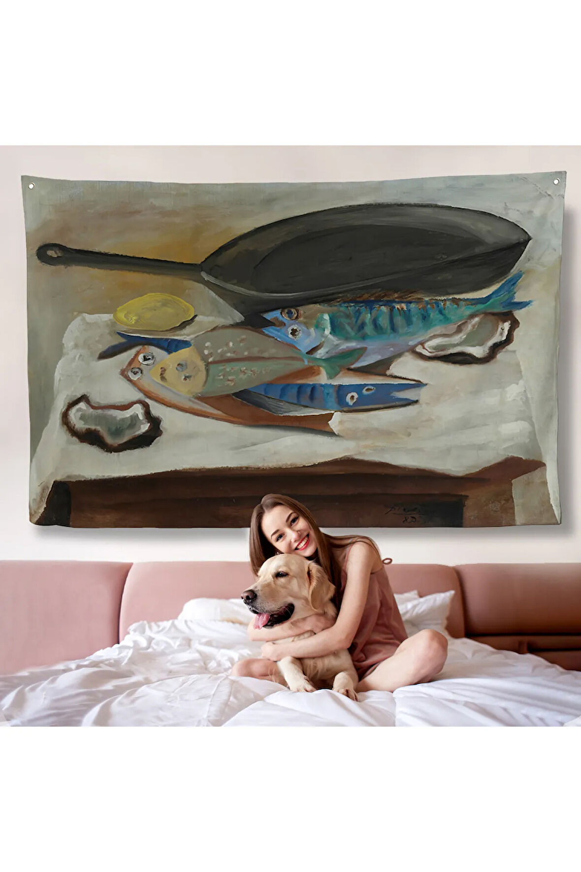 Picasso-Balık Ve Kızartma Tavası Duvar Örtüsü-7102