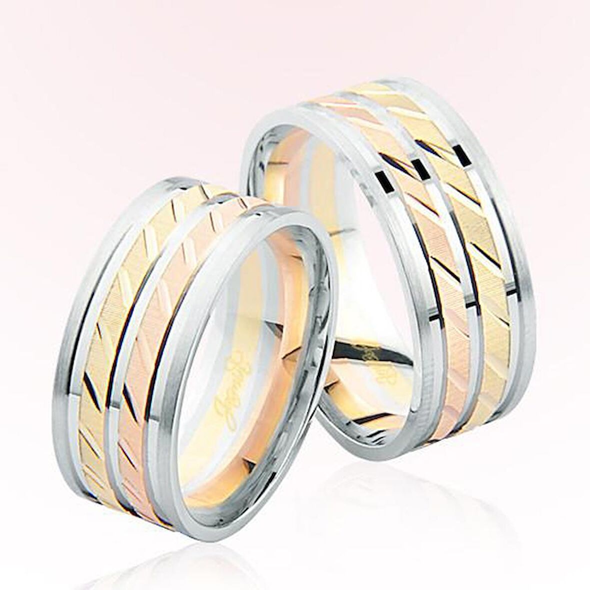 Harem Altın Rose Beyaz Altın Alyans 7103