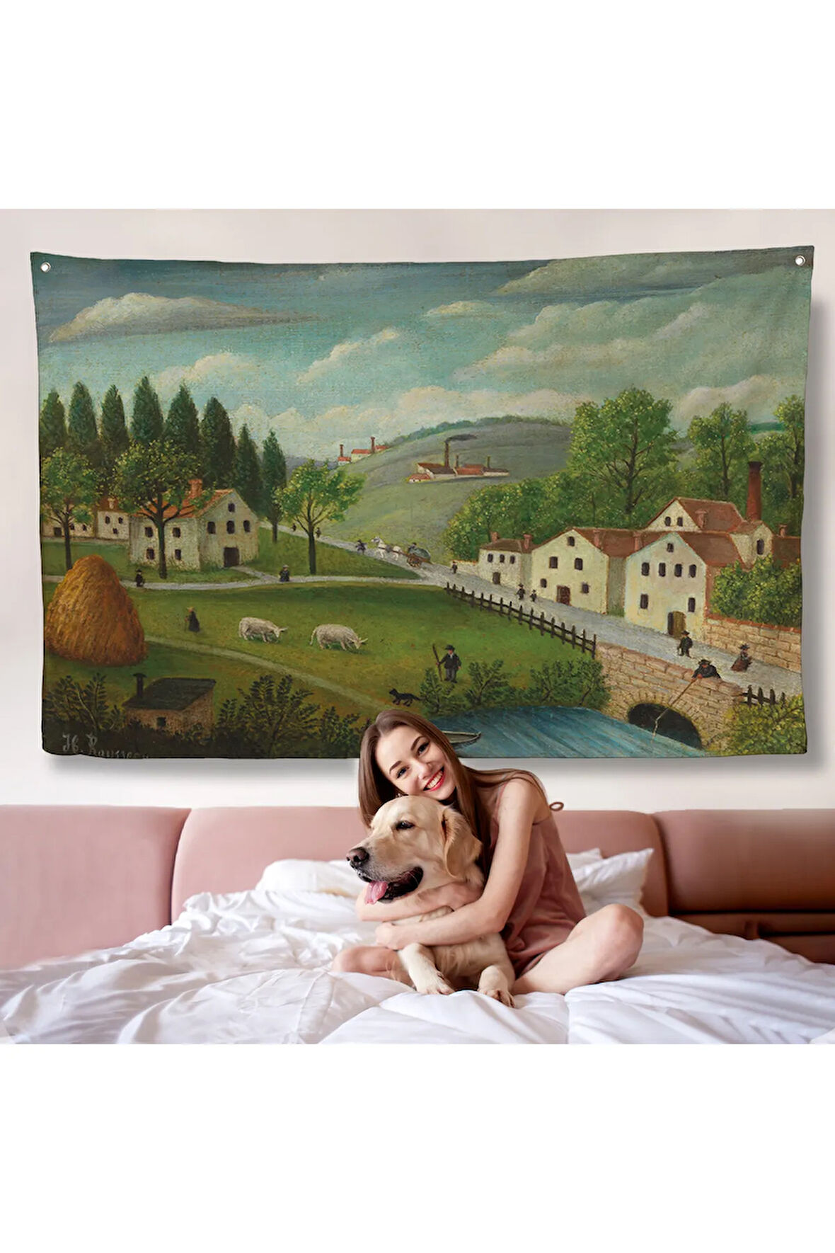 Rousseau - Bebek Arabaları Pastoral Duvar Örtüsü-7108