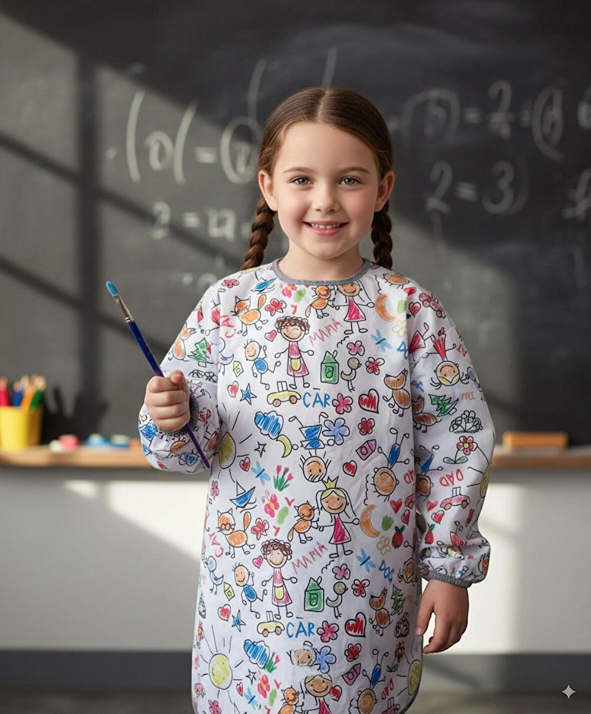 yorni 7-10 Yaş, Family, Sıvı Geçirmez, Makinede Yıkanabilir, Uzun Kollu Çocuk, Aktivite Boyama Önlüğü