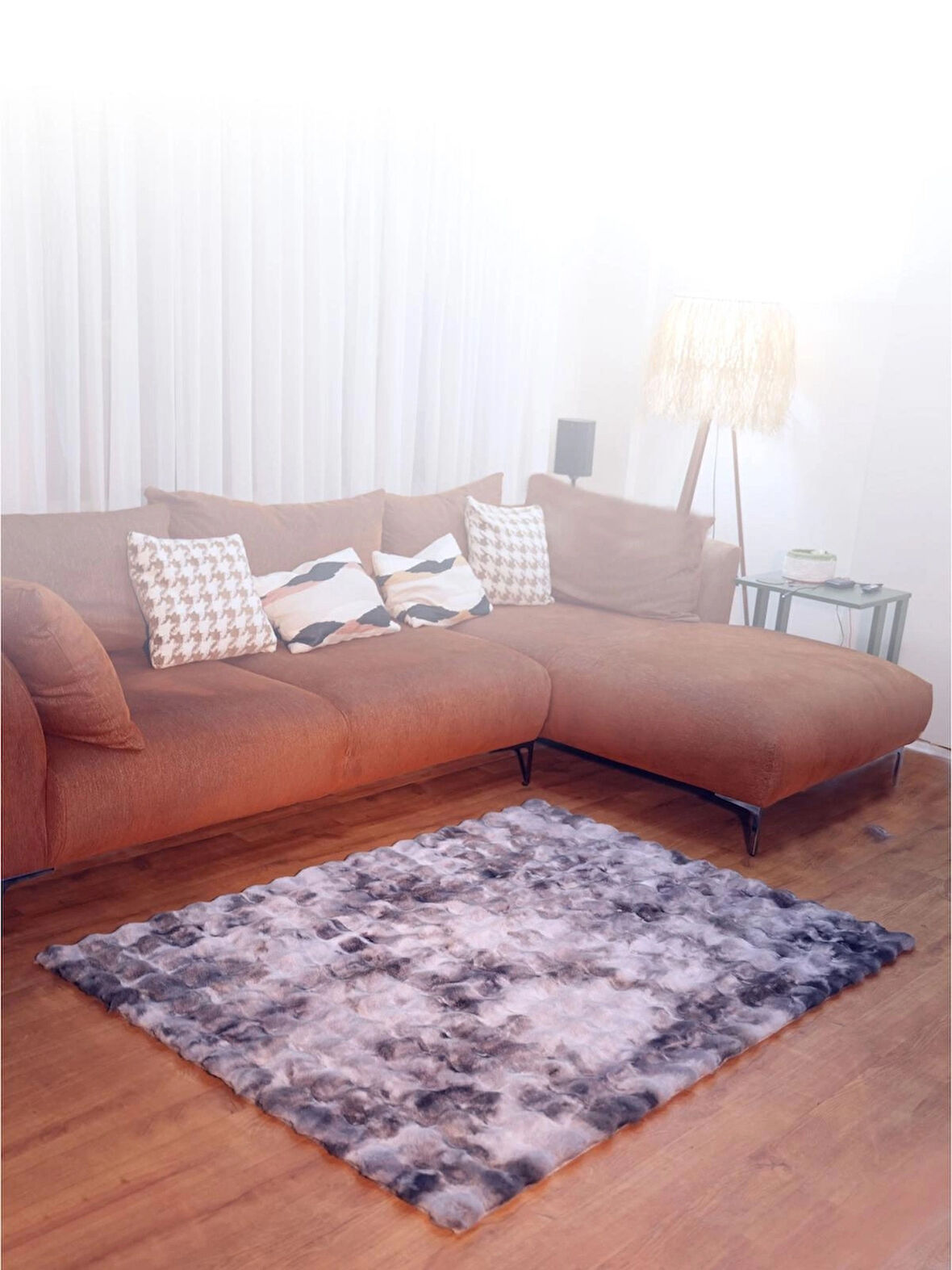 Rex Tavşanı Bubble Post Halı Multi Gri