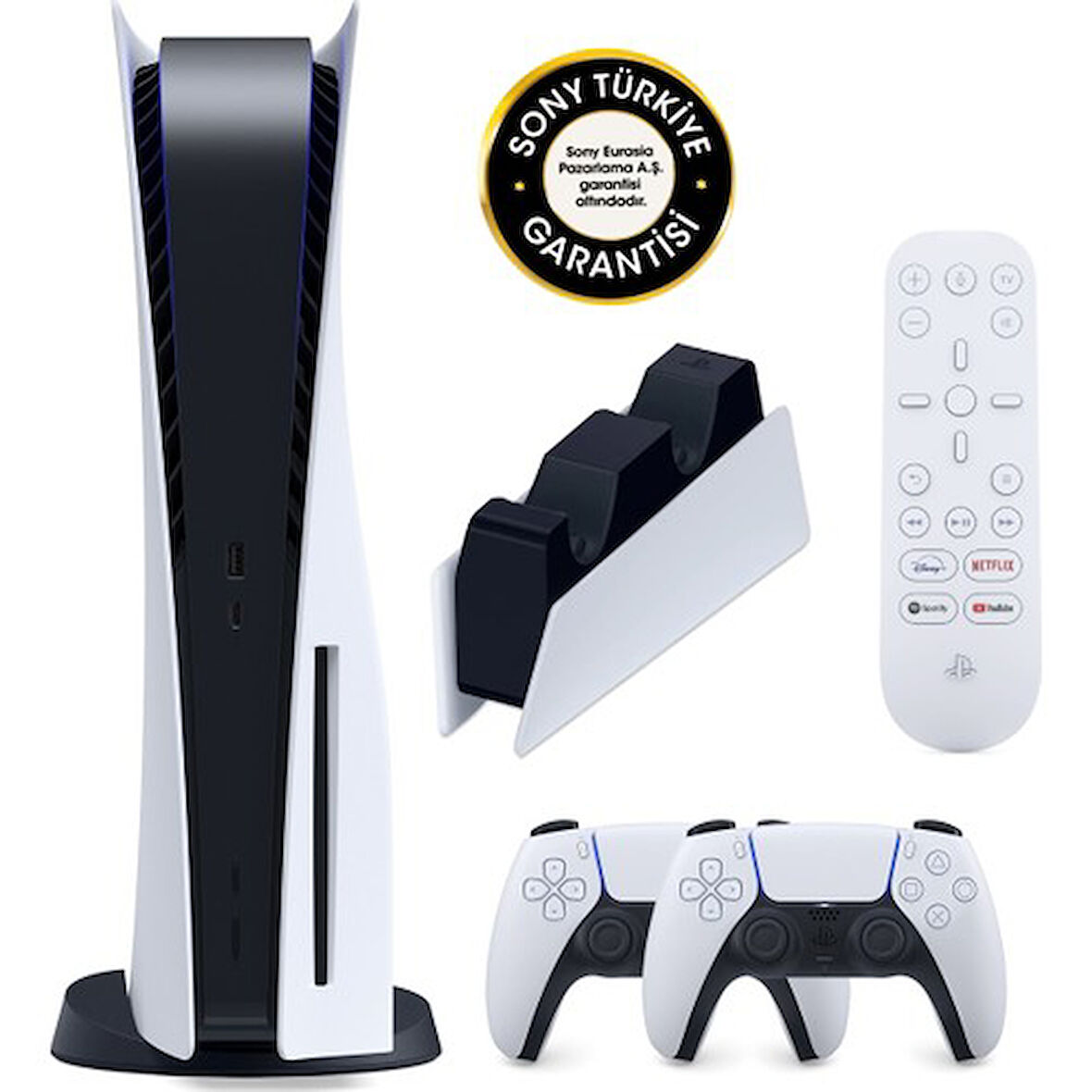 Sony Playstation 5 + 2.Dualsense + Dualsense Şarj İstasyonu + Medya Kumandası (EURASİA GARANTİLİ)